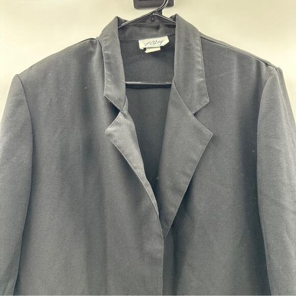Vintage F. Shay Black Long Sleeve Double Lapel Single Button‎ Blazer Size 10 - Picture 2 of 9